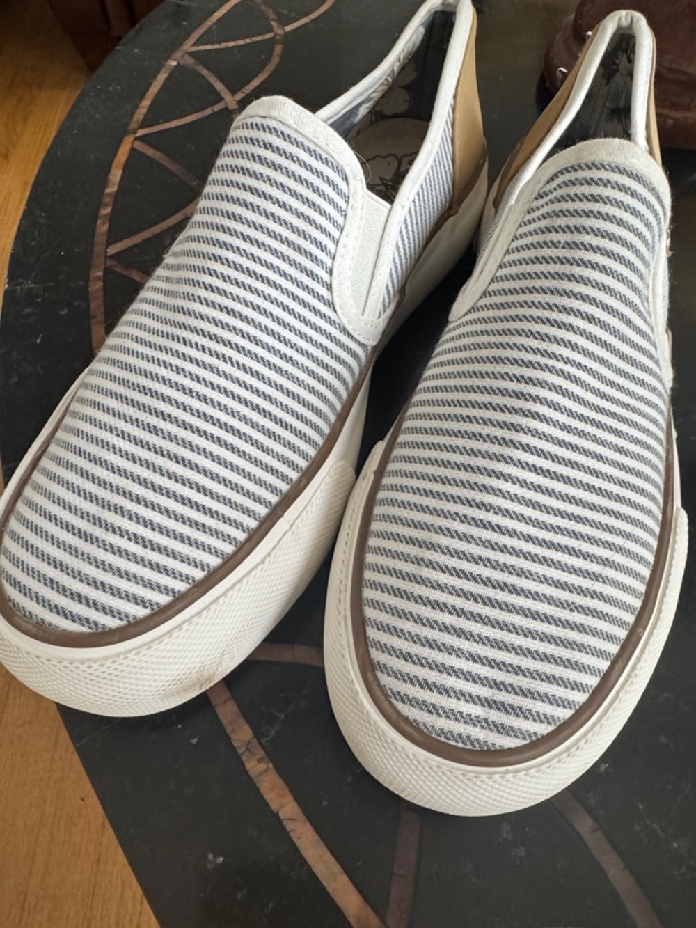 Tommy Bahama Slip-On Canvas Sneakers in Navy Stripe | 9 1/2 runs big